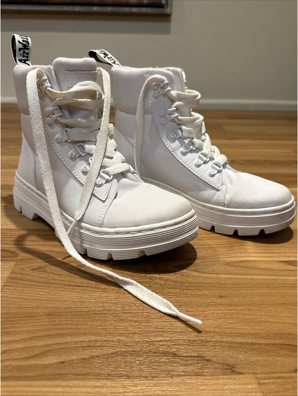 Dr. Martens Women's Combs Poly Casual Lace Up Boot White Ajax Size 6